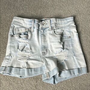 Aeropostale Blue Jean Shorts Distressed Cuffed Hem
